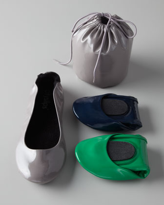 Cityslips Patent Foldable Ballet Flats   The Horchow Collection