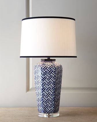 Geometric Navy Lamp   The Horchow Collection