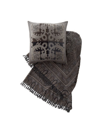 Gray Paisley Pillow & Throw   The Horchow Collection