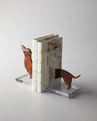 Lucite Dachshund Bookends   The Horchow Collection