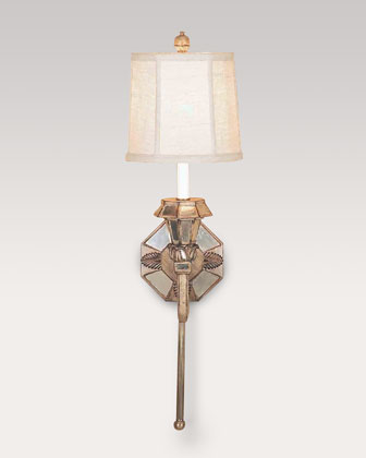 Mirrored Sconce with Linen Shade   The Horchow Collection