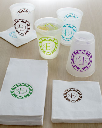 Personalized Chevron Napkins and Cups   The Horchow Collection